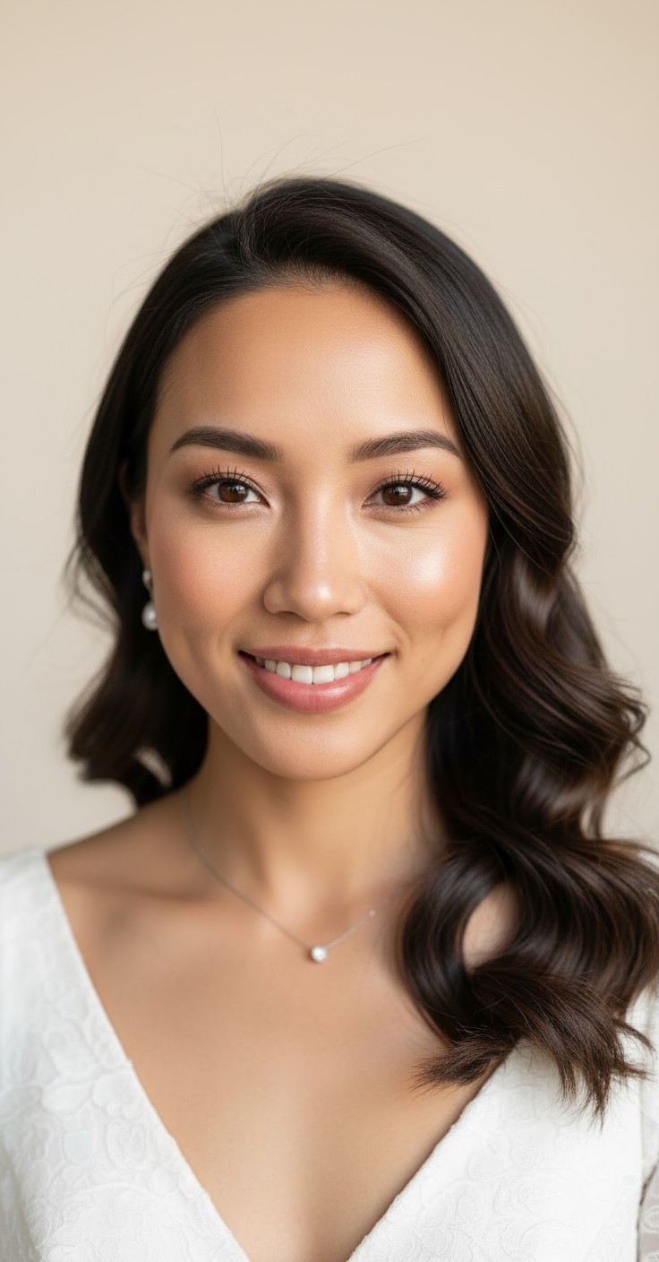 After Side Swept Curls Wedding